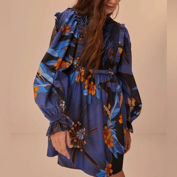 FARM Rio Sundress Pietra Floral Long Sleeve Mini Dress, NWT - Picture 2 of 14
